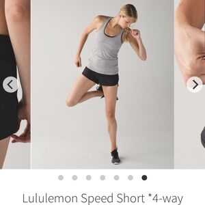 lululemon athletica Black Speed Shorts 2.5", size 8